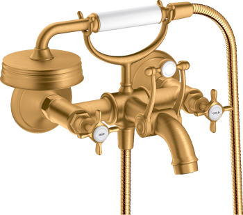 - AXOR Montreux 2-uchwytowa bateria wannowa z uchwytami krzyżowymi, natynkowa złoty optyczny szczotkowany 16540250 - 16540250 U - Łazienki Szydłowski