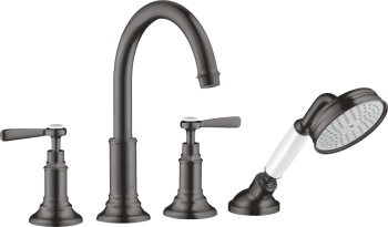 - AXOR Montreux 4-otworowa bateria wannowa do montażu na cokole z płytek czarny chrom szczotkowany 16554340 - 16554340 - Łazienki Szydłowski