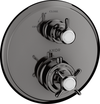  - AXOR Montreux Bateria termostatyczna z uchwytem krzyżowym i zaworem odcinającym do 1 odbiornika, podtynkowa czarny chrom polerowany 16800330 - 16800330 - Łazienki Szydłowski