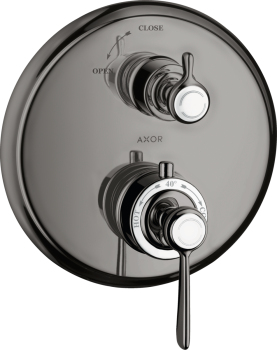  - AXOR Montreux Bateria termostatyczna z uchwytem jednoramiennym i zaworem odcinającym do 1 odbiornika, podtynkowa czarny chrom polerowany 16801330 - 16801330 - Łazienki Szydłowski