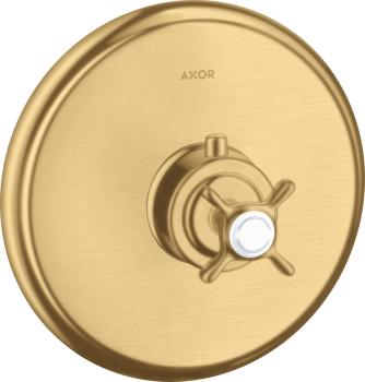 - AXOR Montreux Bateria termostatyczna HighFlow z uchwytem krzyżowym, podtynkowa złoty optyczny szczotkowany 16815250 - 16815250 U - Łazienki Szydłowski