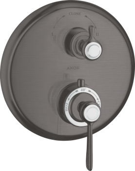 - AXOR Montreux Bateria termostatyczna z i zaworem odcinająco-przełączającym czarny chrom szczotkowany 16821340 - 16821340 - Łazienki Szydłowski