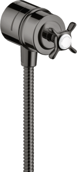  - AXOR Montreux Przyłącze węża z zaworem odcinającym i uchwytem krzyżowym czarny chrom polerowany 16882330 - 16882330 - Łazienki Szydłowski