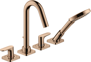- AXOR Citterio M 4-otworowa bateria na brzeg wanny z uchwytami jednoramiennymi i rozetami czerwony złoty polerowany 34444300 - 34444300 - Łazienki Szydłowski