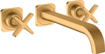 - AXOR Citterio E 3-otworowa bateria umywalkowa z rozetami i wylewką 220 mm, ścienna, podtynkowa złoty optyczny szczotkowany 36107250 - 36107250 - Łazienki Szydłowski
