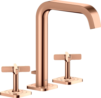 - AXOR Citterio E 3-otworowa bateria umywalkowa 170 z rozetami i kompletem odpływowym z cięgłem czerwone złoto polerowane 36108300 - 36108300 - Łazienki Szydłowski