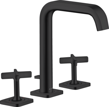 - AXOR Citterio E 3-otworowa bateria umywalkowa 170 z rozetami i kompletem odpływowym z cięgłem czarny mat 36108670 - 36108670 - Łazienki Szydłowski