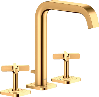  - AXOR Citterio E 3-otworowa bateria umywalkowa 170 z rozetami i kompletem odpływowym z cięgłem złoty optyczny polerowany 36108990 - 36108990 - Łazienki Szydłowski