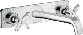  - AXOR Citterio E 3-otworowa bateria umywalkowa z płytką i wylewką 22 cm, ścienna, podtynkowa chrom 36115000 - 36115000 - Łazienki Szydłowski