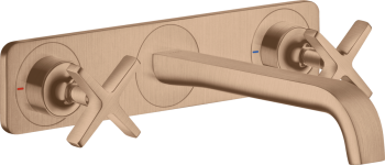 - AXOR Citterio E 3-otworowa bateria umywalkowa z płytką i wylewką 220 mm, ścienna, podtynkowa 36115310 - 36115310 - Łazienki Szydłowski