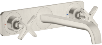  - AXOR Citterio E 3-otworowa bateria umywalkowa z płytką i wylewką 220 mm, ścienna, podtynkowa 36115800 - 36115800 - Łazienki Szydłowski