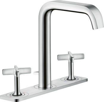  - AXOR Citterio E 3-otworowa bateria umywalkowa 170 z płytką i kompletem odpływowym z cięgłem chrom 36116000 - 36116000 - Łazienki Szydłowski