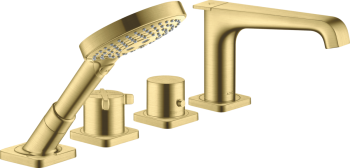 - AXOR Citterio E 4-otworowa bateria wannowa, termostatyczna do montażu na cokole z płytek mosiądz szczotkowany 36410950 - 36410950 - Łazienki Szydłowski