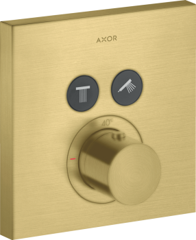  - AXOR ShowerSolutions Bateria termostatyczna do 2 odbiorników, kwadratowy, podtynkowa mosiądz szczotkowany 36715950 - 36715950 U - Łazienki Szydłowski