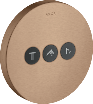  - AXOR ShowerSelect Zawór odcinający do 3 odbiorników, okrągły, podtynkowy czerwone złoto szczotkowane 36727310 - 36727310 - Łazienki Szydłowski