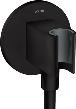 - AXOR ShowerSolutions Przyłącze węża prysznicowego z uchwytem, okrągłe czarny mat 36733670 - 36733670 - Łazienki Szydłowski