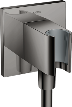 - AXOR ShowerSolutions Przyłącze węża prysznicowego z uchwytem, kwadratowe czarny chrom polerowany 36734330 - 36734330 - Łazienki Szydłowski