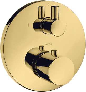 - AXOR Uno Bateria termostatyczna z zaworem odcinająco-przełączającym do 2 odbiorników, Złoty Optyczny Polerowany 38720990 - 38720990 - Łazienki Szydłowski