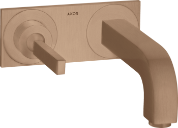  - AXOR Citterio bateria umywalkowa z uchwytem Pin, wylewką 22 cm i płytką, ścienna, podtynkowa czerwone złoto szczotkowane 39115310 - 39115310 - Łazienki Szydłowski