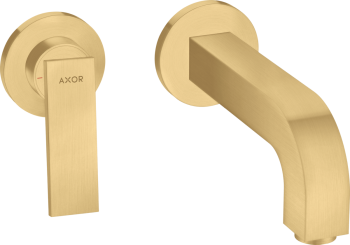  - AXOR Citterio Jednouchwytowa bateria umywalkowa z wylewką 22 cm i rozetami, ścienna, podtynkowa złoty optyczny szczotkowany 39121250 - 39121250 - Łazienki Szydłowski