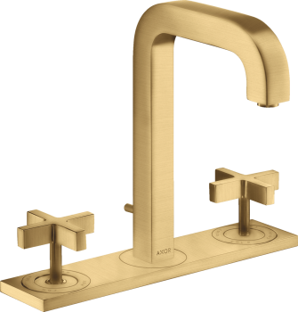  - AXOR Citterio 3-otworowa bateria umywalkowa 170 z uchwytami krzyżowymi, płytką i wylewką 14 cm  złoty optyczny szczotkowany 39134250 - 39134250 - Łazienki Szydłowski