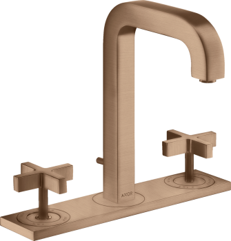  - AXOR Citterio 3-otworowa bateria umywalkowa 170 z uchwytami krzyżowymi, płytką i wylewką 140 mm z kompletem odpływowym z cięgłem 39134310 - 39134310 - Łazienki Szydłowski