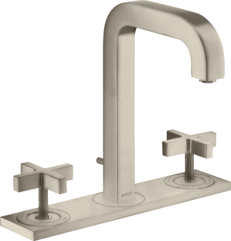  - AXOR Citterio 3-otworowa bateria umywalkowa 170 z uchwytami krzyżowymi, płytką i wylewką 140 mm nikiel szczotkowany 39134820 - 39134820 U - Łazienki Szydłowski