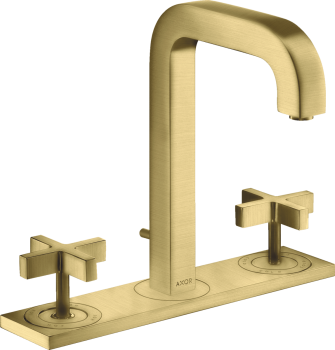  - AXOR Citterio 3-otworowa bateria umywalkowa 170 z uchwytami krzyżowymi,z kompletem odpływowym z cięgłem mosiądz szczotkowany 39134950 - 39134950 - Łazienki Szydłowski