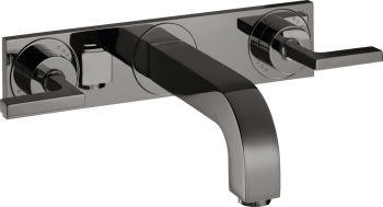  - AXOR Citterio 3-otworowa bateria umywalkowa z uchwytami jednoramiennymi, płytką i wylewką 22,6 cm, ścienna, podtynkowa czarny chrom polerowany 39148330 - 39148330 - Łazienki Szydłowski