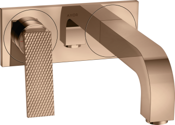 - AXOR Citterio bateria umywalkowa z wylewką 220 mm i płytką, cięcie rombowe czerwone złoto polerowane 39171300 - 39171300 - Łazienki Szydłowski