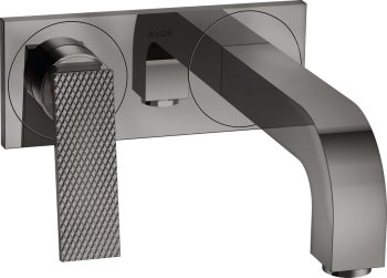 - AXOR Citterio bateria umywalkowa z wylewką 220 mm i płytką, cięcie rombowe czarny chrom polerowany 39171330 - 39171330 - Łazienki Szydłowski