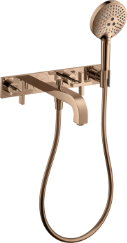 - AXOR Citterio 3-otworowa bateria wannowaz uchwytami krzyżowymi i płytką, ścienna, podtynkowa 39441300 - 39441300 - Łazienki Szydłowski