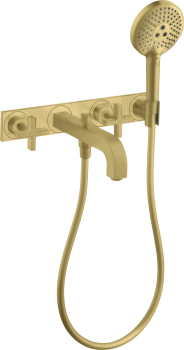  - AXOR Citterio 3-otworowa bateria wannowa uchwytami krzyżowymi i płytką, ścienna, podtynkowa mosiądz szczotkowany 39441950 - 39441950 U - Łazienki Szydłowski