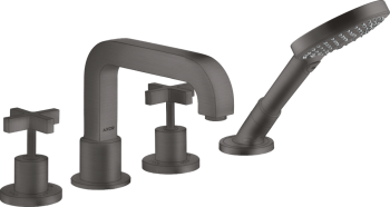  - AXOR Citterio 4-otworowa bateria wannowa do montażu na cokole z płytek z uchwytami krzyżowymi i rozetami czarny chrom szczotkowany 39453340 - 39453340 - Łazienki Szydłowski