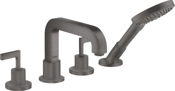  - AXOR Citterio 4-otworowa bateria wannowa do montażu na cokole z płytek z uchwytami jednoramiennymi i rozetami czarny chrom szczotkowany 39454340 - 39454340 - Łazienki Szydłowski