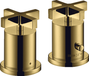  - AXOR Citterio 2-otworowa bateria termostatyczna na brzeg wanny z uchwytami krzyżowymi złoty optyczny polerowany 39480990 - 39480990 U - Łazienki Szydłowski