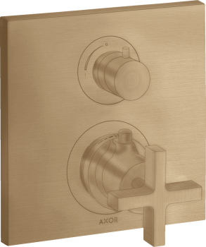 - AXOR Citterio Bateria termostatyczna z uchwytem krzyżowym i zaworem odcinającym do 1 odbiornika, podtynkowa brąz szczotkowany 39705140 - 39705140 - Łazienki Szydłowski