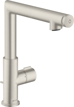 - AXOR Uno Bateria umywalkowa Select 220 z kompletem odpływowym z cięgłem stal szlachetna optyczna 45016800 - 45016800 - Łazienki Szydłowski