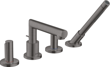  - AXOR Uno 4-otworowa bateria na brzeg wanny z uchwytami Zero czarny chrom szczotkowany  45444340 - 45444340 - Łazienki Szydłowski