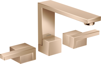  - AXOR Edge 3-otworowa bateria umywalkowa 130 z kompletem odpływowym Push-Open, szlif diamentowy czerwone złoto polerowane 46051300 - 46051300 - Łazienki Szydłowski