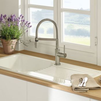 - VILLEROY&BOCH Steel Expert bateria kuchenna kolor stal szlachetna szczotkowana 929900LC - 929900LC - Łazienki Szydłowski
