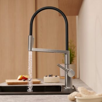 - HANSGROHE Talis Select M54 PowderSpray bateria kuchenna kolor stal nierdzewna / czarny 72861800 - 72861800 - Łazienki Szydłowski