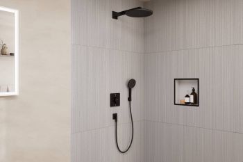 - HANSGROHE Raindance Alive S System prysznicowy 300 1jet z baterią termostatyczną i iBox universal 2, podtynkowy czarny mat 24630670 - 24630670 - Łazienki Szydłowski