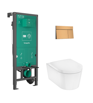 HANSGROHE EluPura S Zestaw stelaż podtynkowy  z przyciskiem spłukującym i miską wiszącą WC EluPura S z deską WC  60303140 60303140 od 