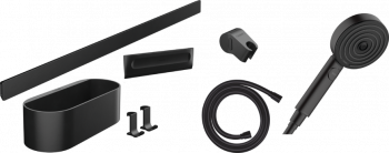HANSGROHE WallStoris Pakiet słuchawka prysznicowa, panel ścienny 70 cm i akcesoria czarny mat 24291670