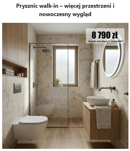 Porównanie łazienki z prysznicem walk-in i wanną przyścienną