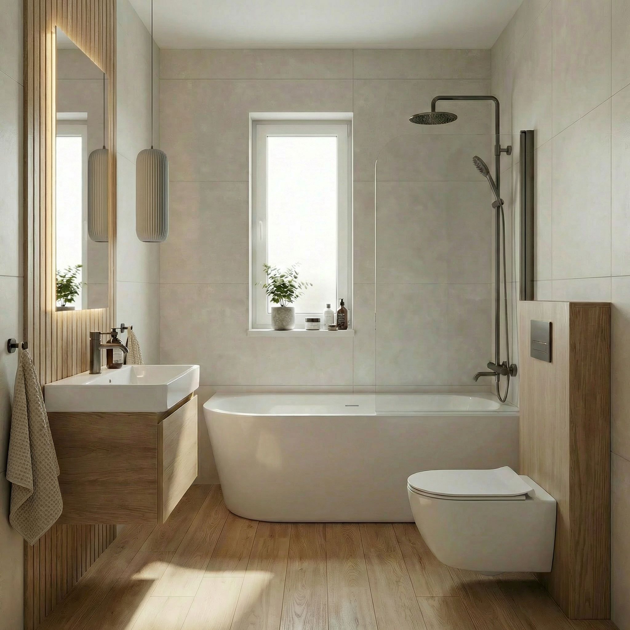 Łazienka z wanną i prysznicem