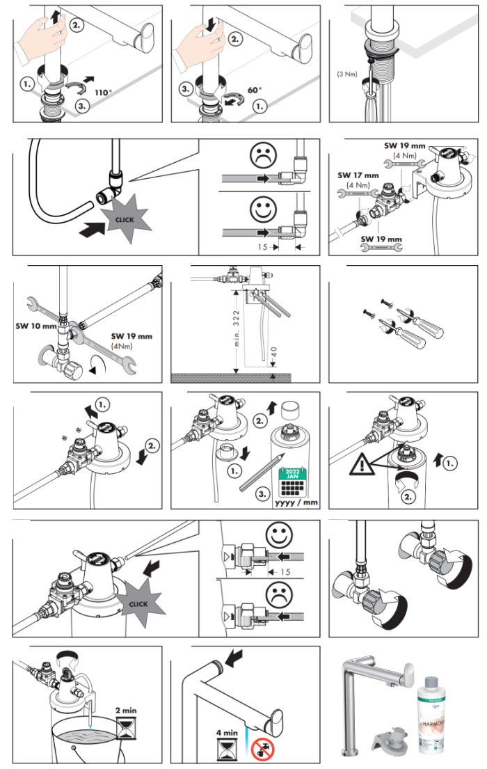 montaz bateri kuchennej z filtrem